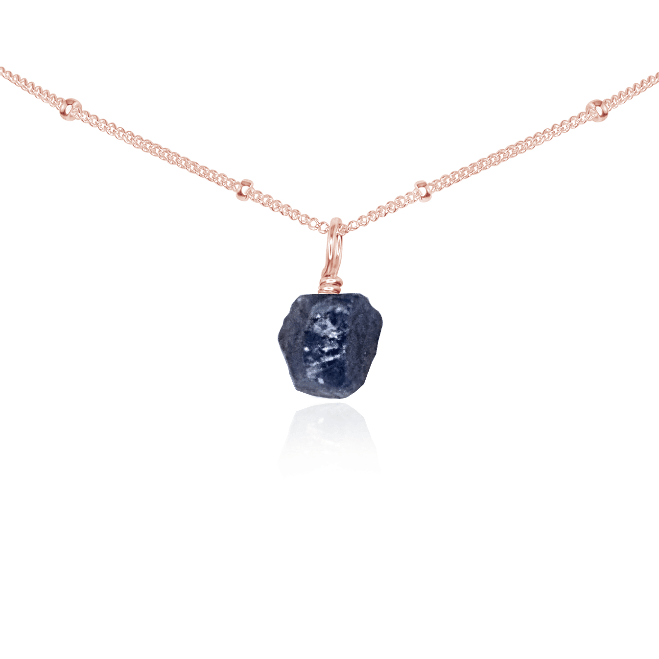 Tiny Rough Sapphire Gemstone Pendant Choker Necklace - Natural Blue Sapphire Jewelry for Women, Boho Chic Layering Necklace for Everyday Wear & Special Occasions