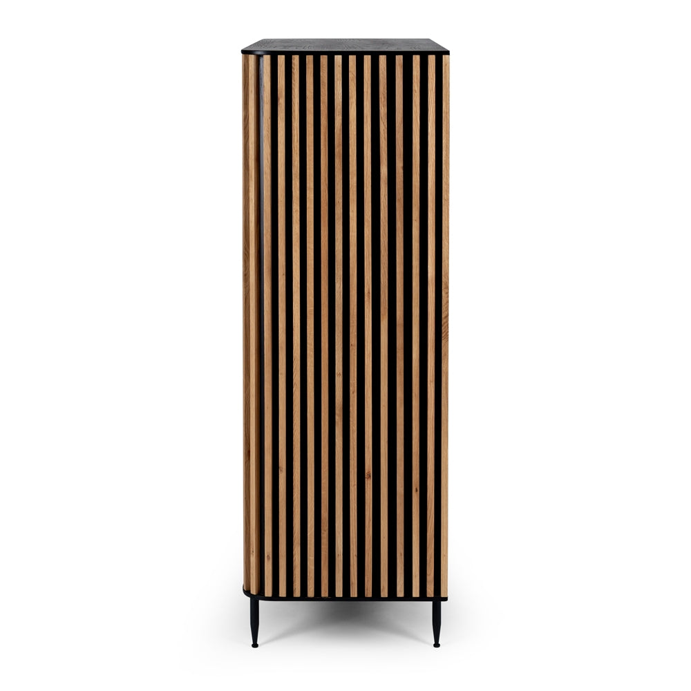 Modern Bauhaus Style Cabinet - Black & Oak Wood - Perfect for Living Room, Bedroom, or Office Storage & Organization