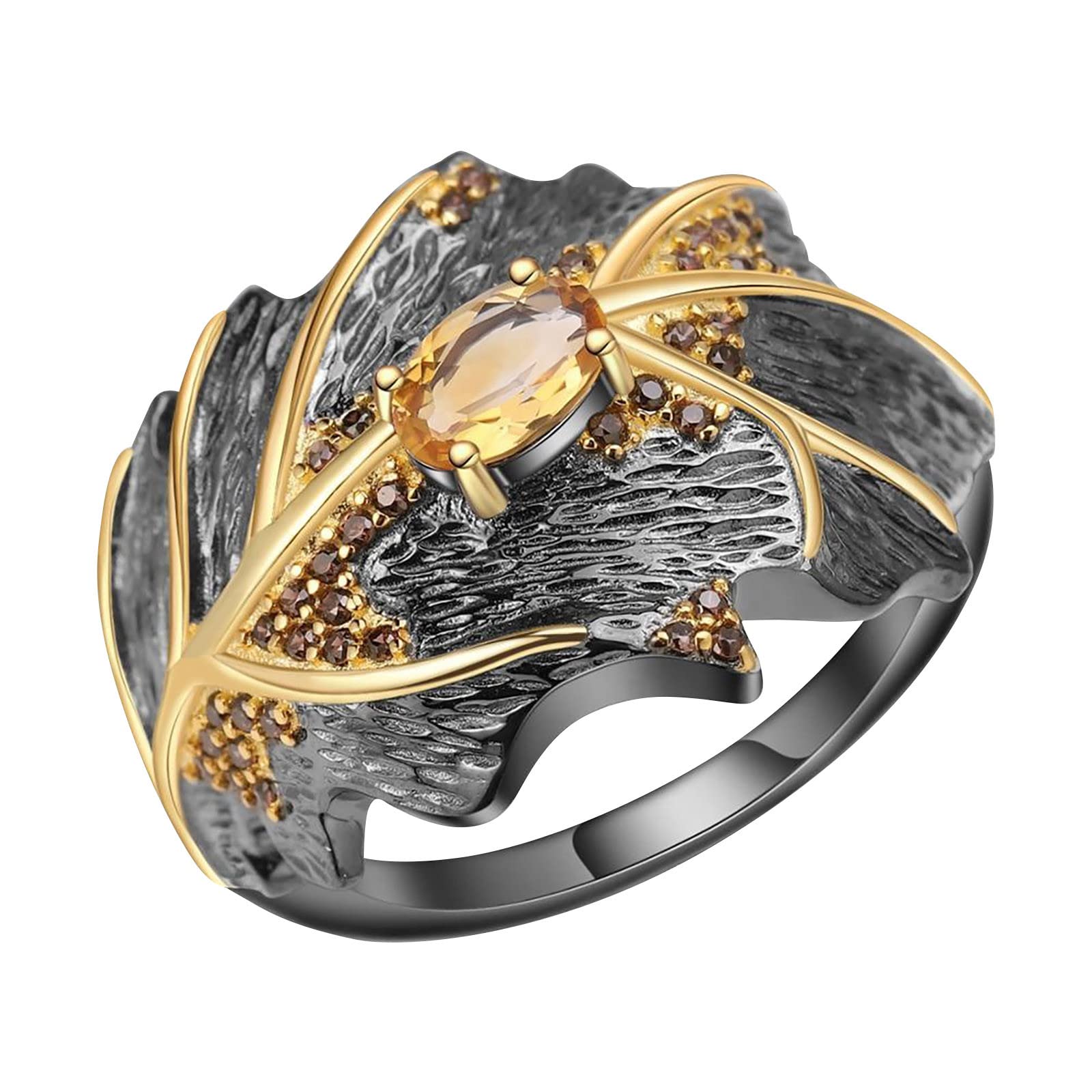 Vintage Adjustable Natural Citrine Wing Ring - Handmade Jewelry for Women, Birthday Gift, Proposal, Engagement, Wedding Party (Yellow, Size 5) | Boho Chic Style, Perfect for Everyday Wear & Special Occasions