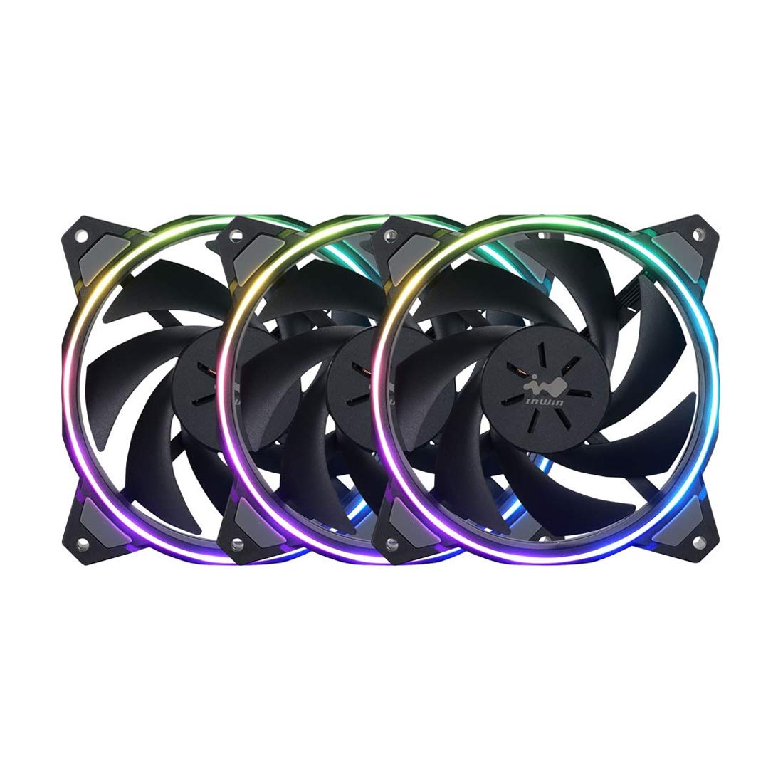 InWin Sirius Loop Addressable RGB 120mm Triple Fan Kit - High Performance PC Case Cooling Fans for Gaming PC, Workstation & Home Office Setup