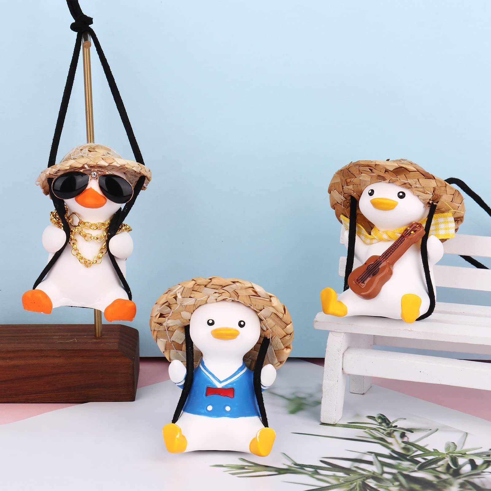 Customized Swing Duck Car Pendant - Personalized Photo Rearview Mirror Decoration for Men & Women | Unique Car Dashboard Accessories | Perfect for Gifts, Road Trips & Daily Commute (Sunglasses Style)
