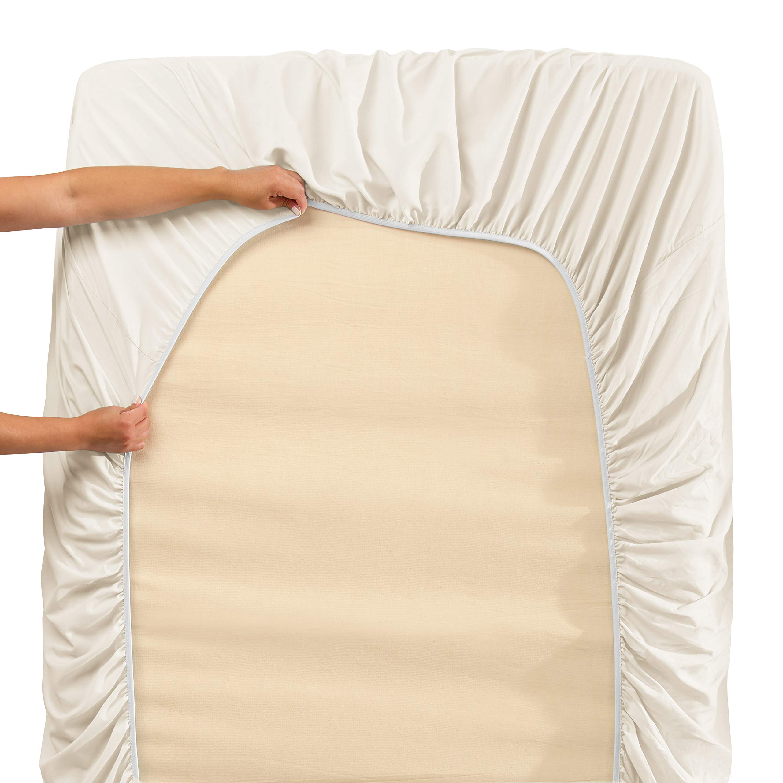 Nestl Ultra Soft Down Alternative Comforter and Bed Sheet Set - 3 Piece Twin Size - White/Rust - Perfect for Cozy Bedrooms, Guest Rooms, and Dorm Essentials