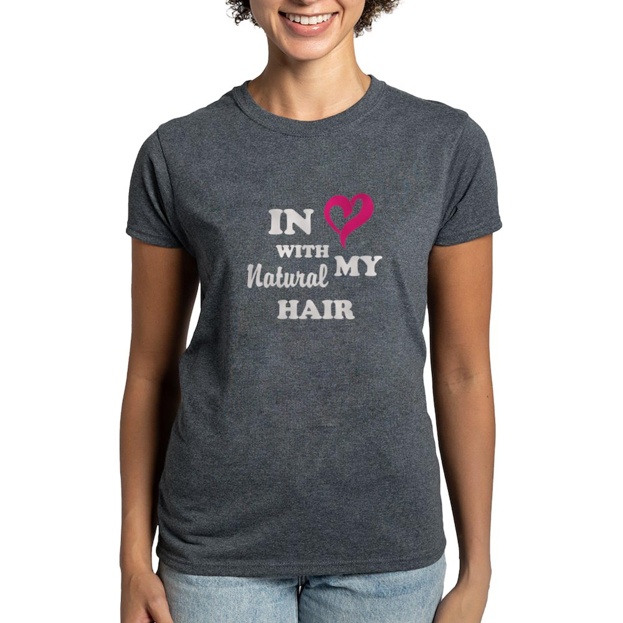 Women's Cotton Dark T-Shirt - 'In Love with My Natural Hair' Graphic Tee | Comfortable Casual Wear for Everyday & Natural Hair Pride Events