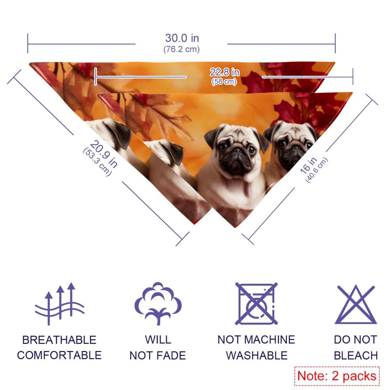 Autumn Maple Leaf Dog Bandanas - 2-Piece Set for Small, Medium & Large Dogs & Cats | Pet Scarf & Fashion Accessory for Fall Outings, Photo Shoots & Seasonal Celebrations