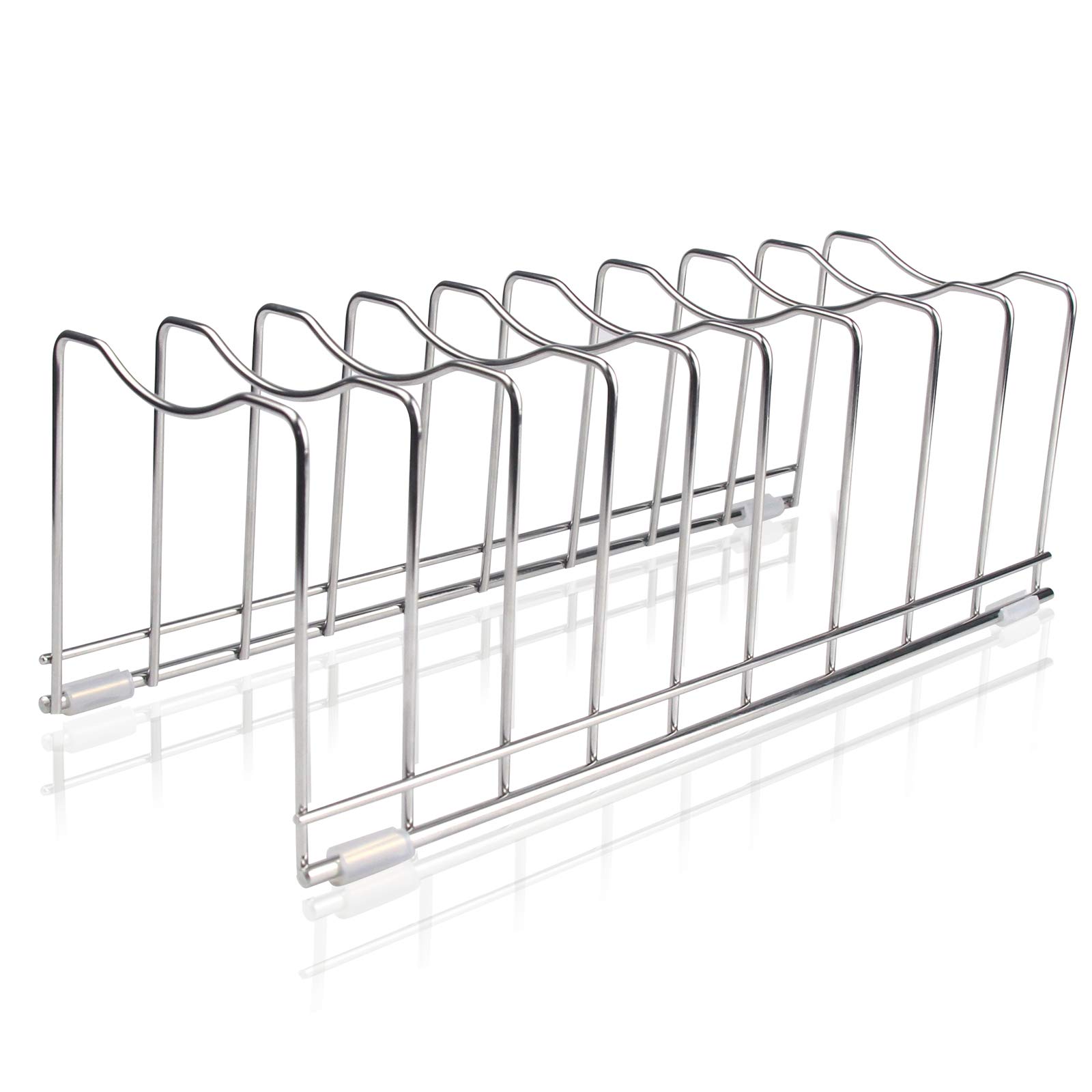 10-Tier Pot Lid Organizer Rack - Space Saving Cabinet Storage for Bakeware, Cutting Boards, Pots & Pans, Serving Trays - Perfect for Kitchen, Pantry & Cabinet Organization (1 Pack)