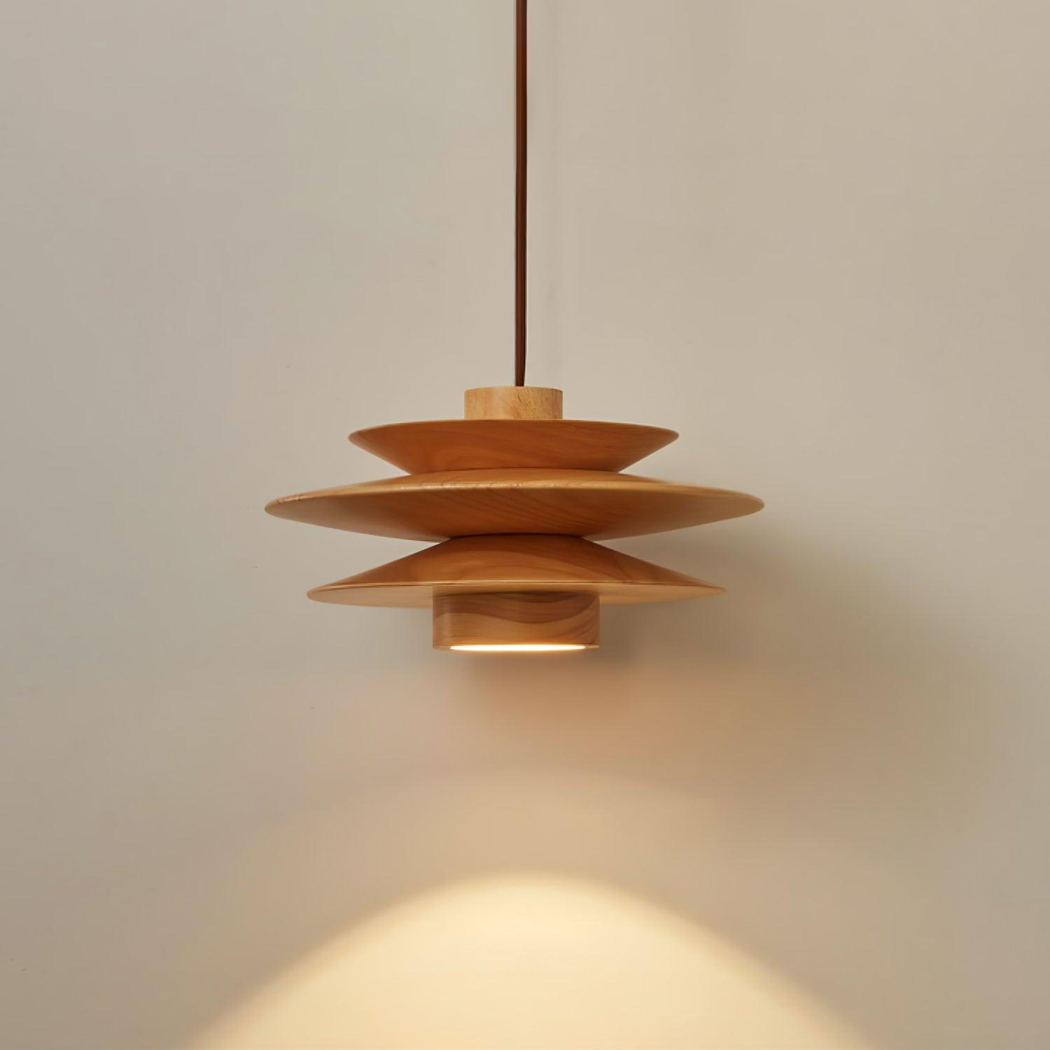 Handmade Cascade Wooden Disc Pendant Light - Natural Boho Ceiling Lamp for Living Room, Bedroom & Dining Room Decor - Perfect for Modern Farmhouse, Rustic & Scandinavian Style Homes