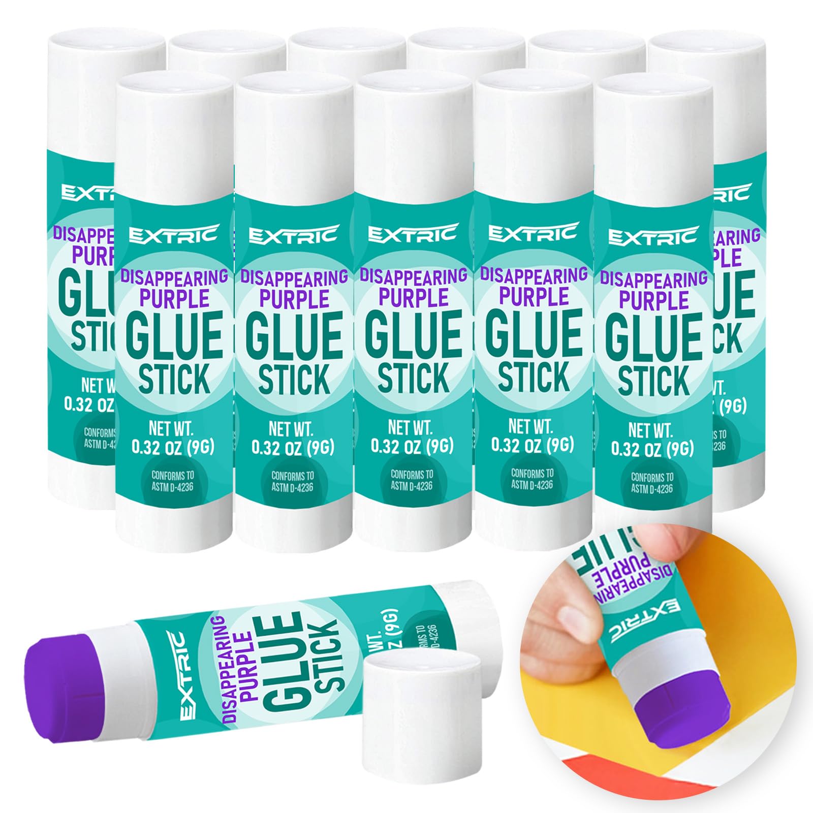 Purple Washable Glue Sticks for Kids - 12 Pack (0.32 oz Each) | Non-Toxic School Supplies for Classroom, Arts & Crafts | Perfect for Homework, Scrapbooking & DIY Projects
