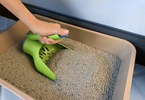 Premium Cat Litter Scoop with Quick-Release Button - Easy Clean Litter Box Scooper for Cats | Patented Waste Disposal Design | Durable Litter Lifter & Poop Scooper (Green) - Perfect for Multi-Cat Homes & Odor Control