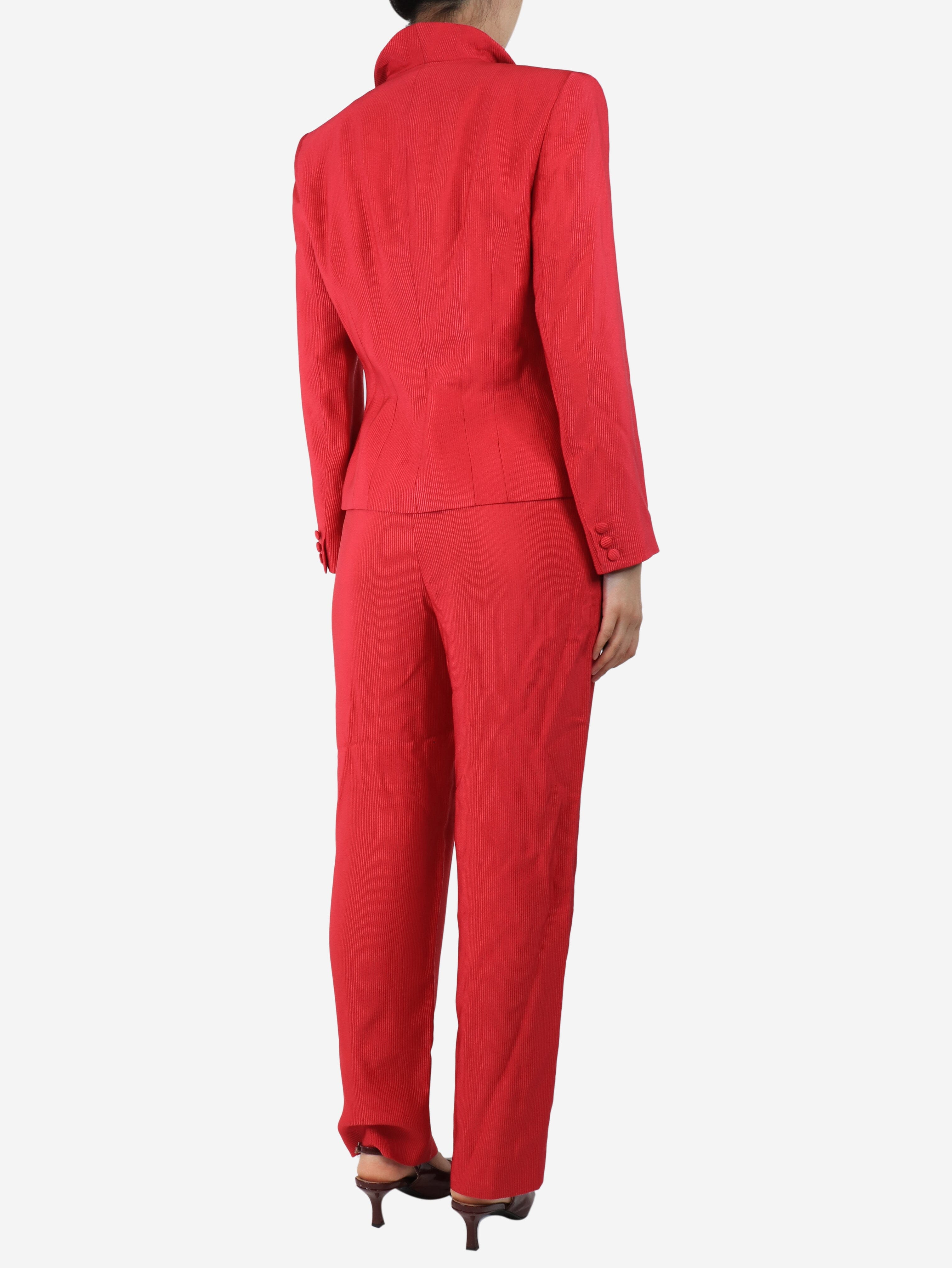 Stylish Magenta Ribbed Blazer & Trouser Set - UK Size 12 | Women's Office Wear, Business Attire & Formal Outfits
