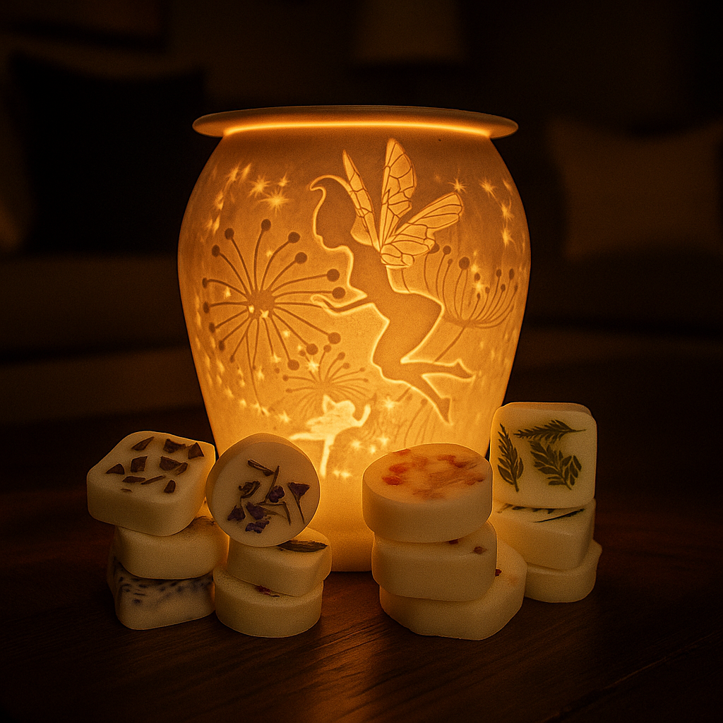 Fairy Tale Design Cello Porcelain Electric Wax Warmer with 12 Scented Wax Melts - Aromatherapy for Home, Office & Spa Relaxation