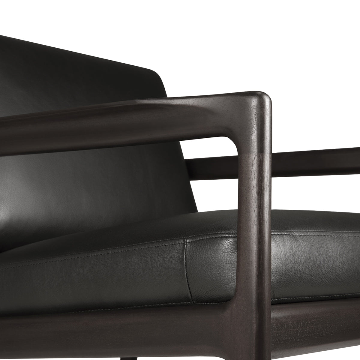 Premium Jack Leather Lounge Chair - Mahogany Dark Brown & Black - Modern Living Room Furniture for Home & Office Relaxation