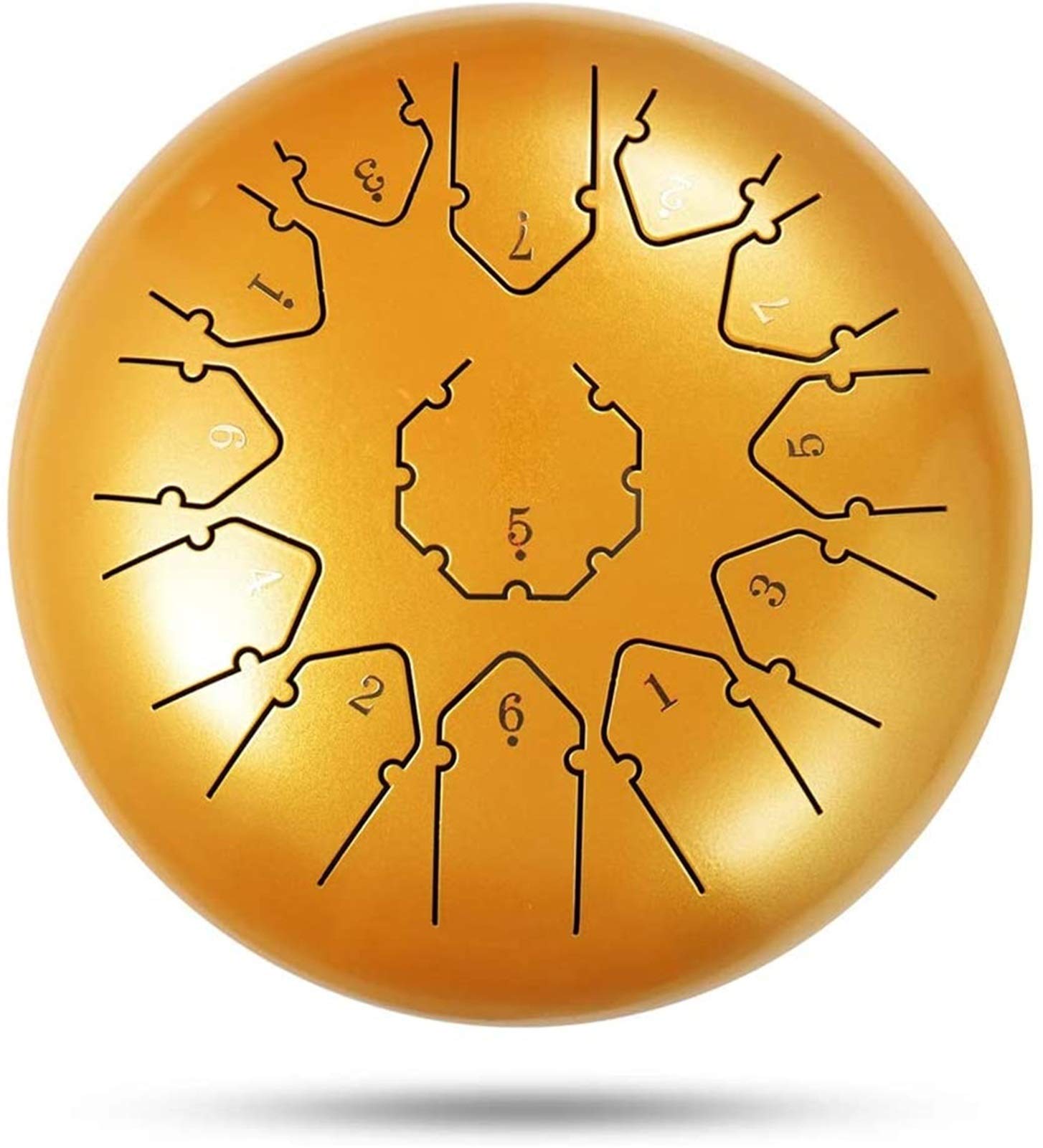 12 Inch 13-Tone Steel Tongue Drum Handpan Percussion Instrument with Mallets & Carry Bag - Gold Tank Drum for Meditation, Yoga, Sound Therapy & Music Beginners - Made in USA | Perfect for Relaxation, Stress Relief & Musical Exploration