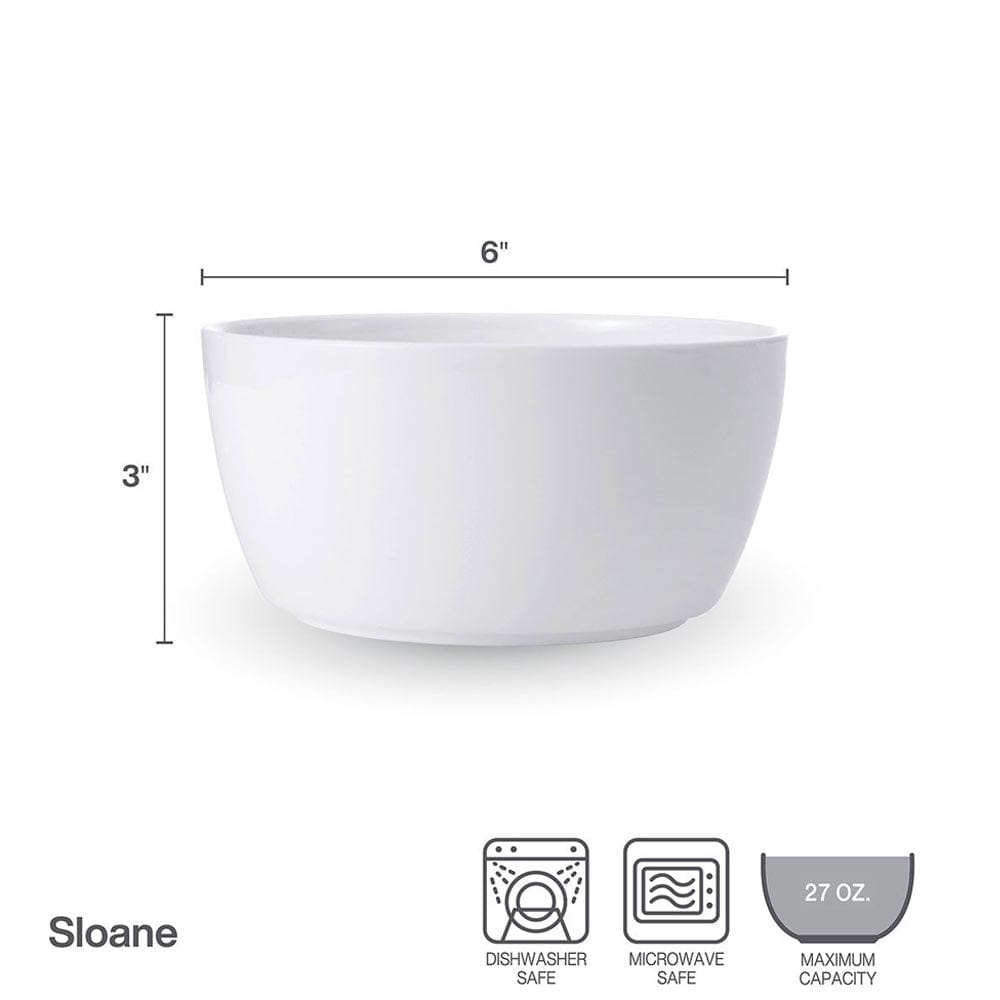 Sloane Set of 4 Soup and Cereal Bowls - Ceramic Breakfast Bowls for Soup, Salad, Pasta, Ice Cream - Perfect for Family Dining, Kitchen, Restaurant Use