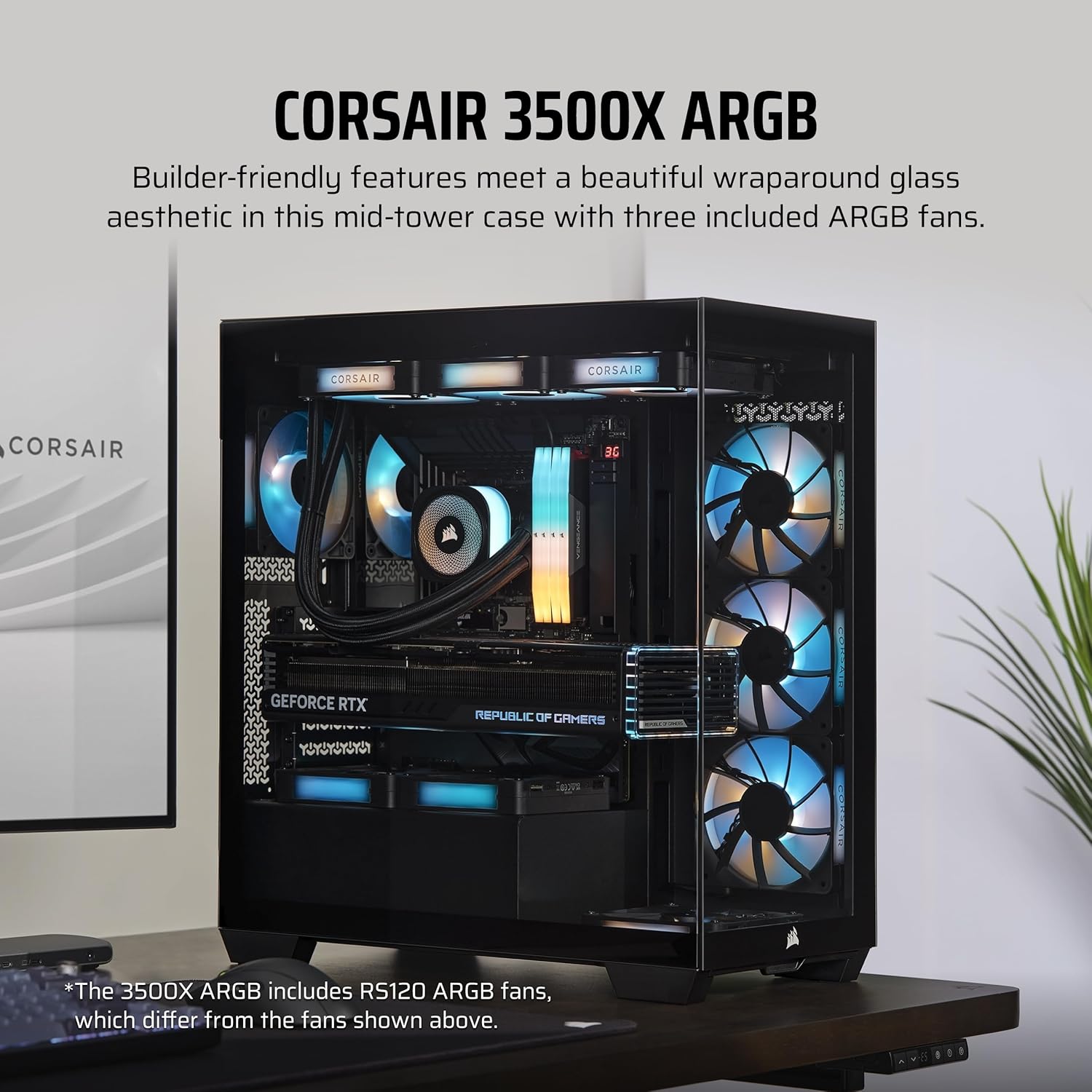 Corsair 3500X ARGB Mid-Tower ATX Gaming PC Case - High Airflow Tempered Glass Design for Ultimate Gaming Setup & Streaming Battlestation