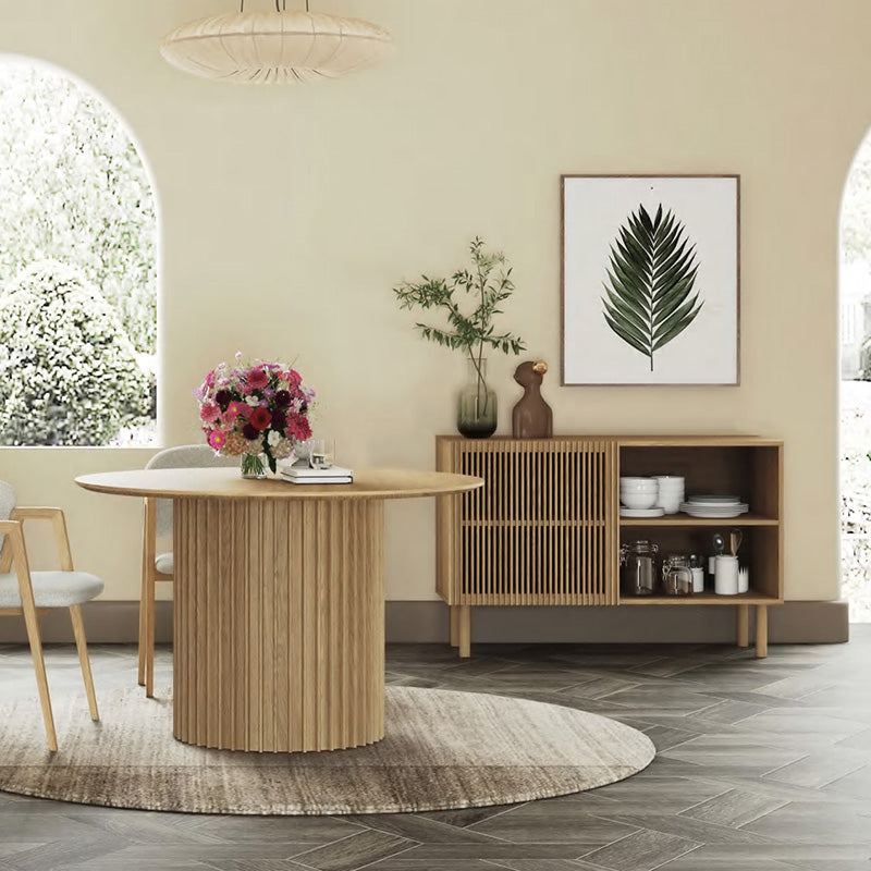 ORTON Solid Oak Sideboard Buffet Cabinet 120cm - Modern Dining Room Storage for Dishes, Linens & Entertaining Essentials