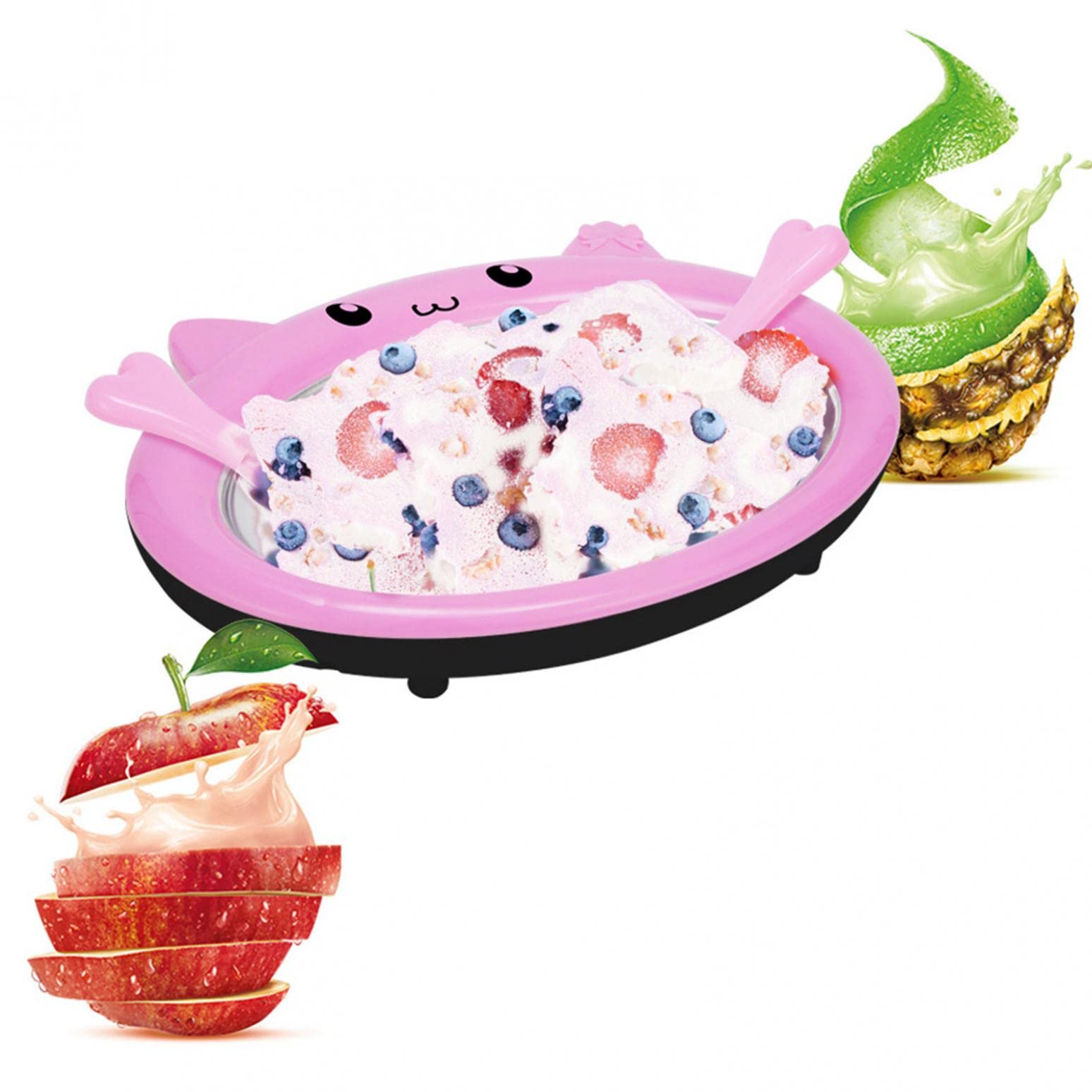 BYCZ Small Ice Cube Tray for Kids - DIY Ice Cream Maker with Anti-Griddle Pan & 2 Spatulas - Perfect for Homemade Rolled Ice Cream, Family Fun, and Summer Treats