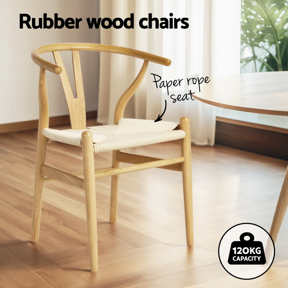 Artiss 5-Piece Wishbone Dining Table and Chair Set - Solid Wood Kitchen Table Set for 4 - Perfect for Small Spaces, Breakfast Nook & Cozy Family Meals