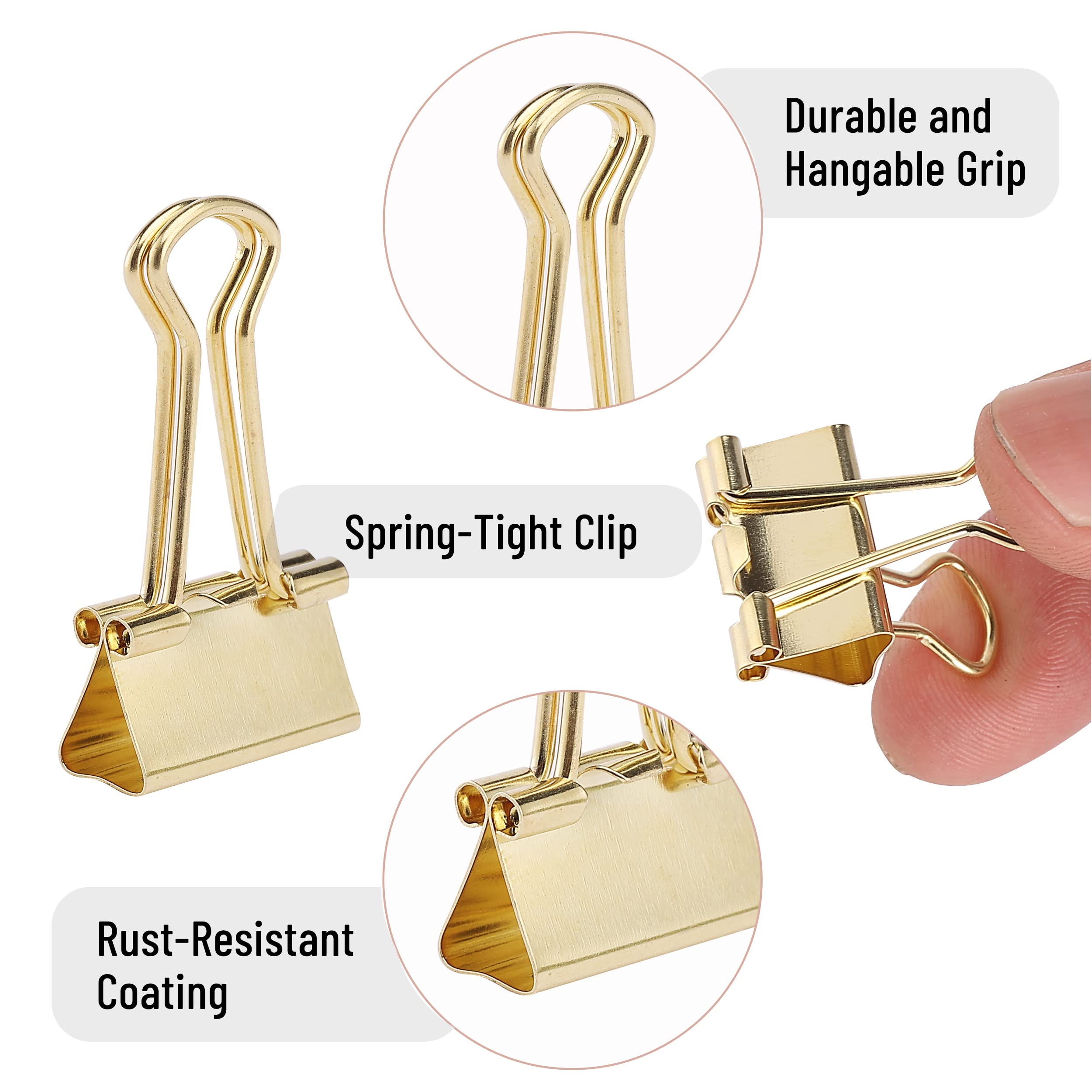 Mr. Pen Small Binder Clips 50-Pack, 0.75 Inch Gold Mini Paper Clips for Office Documents, School Projects, Crafting & Organizing - Micro Binder Clips for Files, Photos, Notes & Bulletin Boards