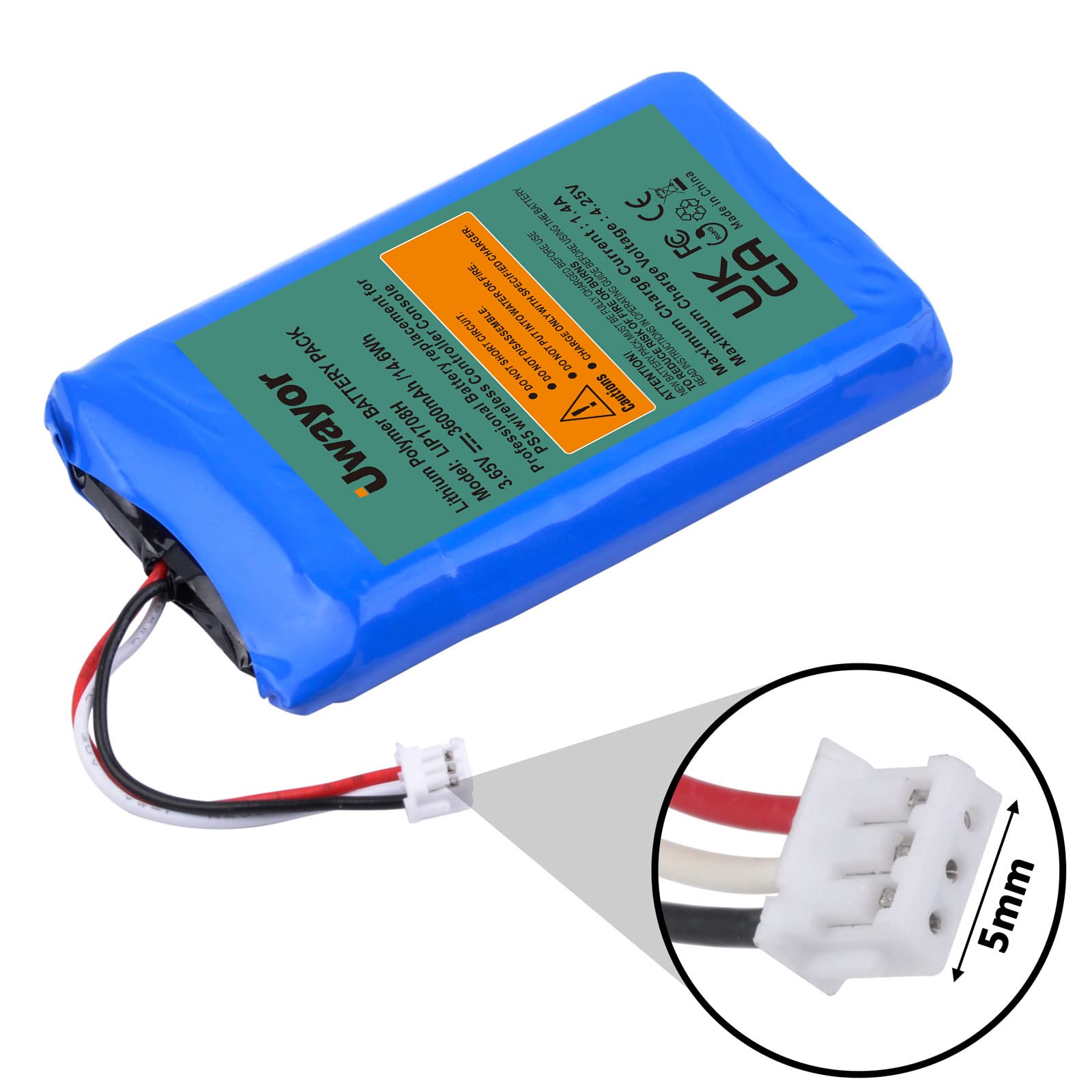 Uwayor 3600mAh High Capacity Replacement Battery for PS5 Controller - Long Lasting Playstation 5 DualSense Charging Battery - Perfect for Gaming, Streaming & Extended Play Sessions