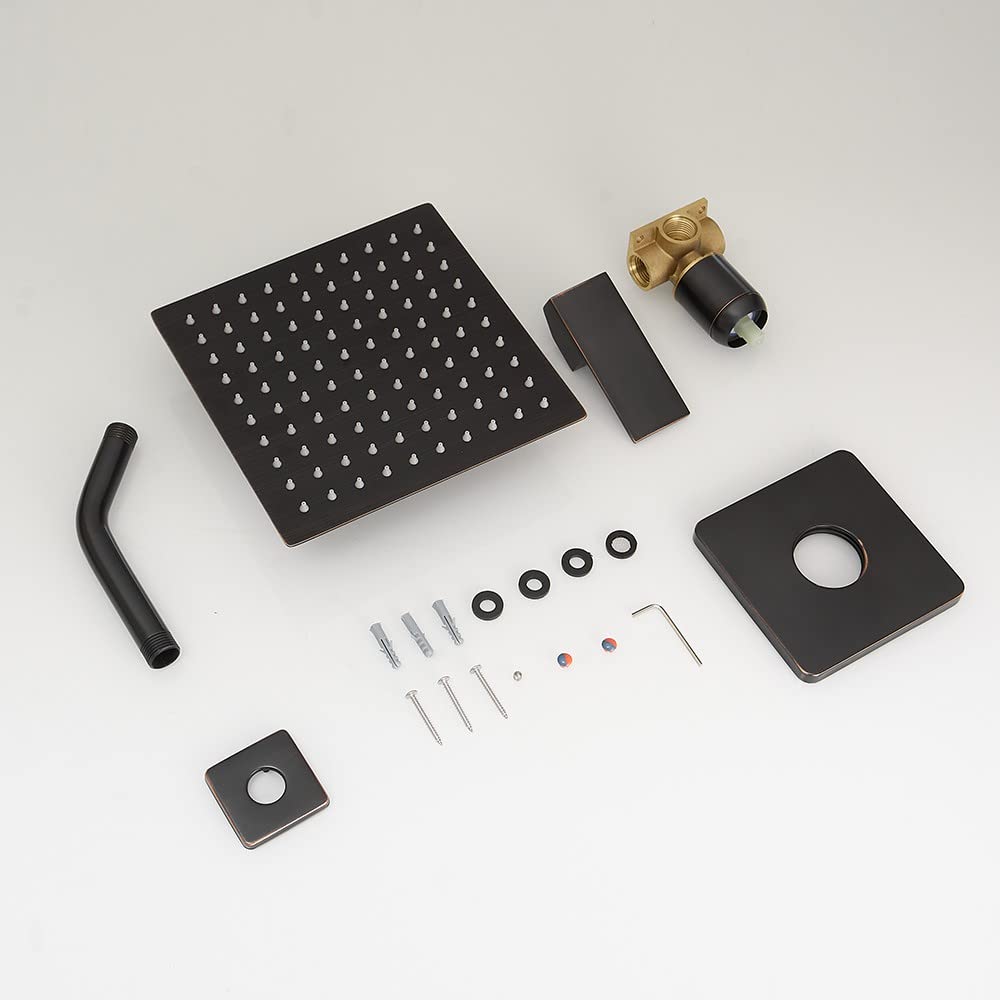 Oil Rubbed Bronze Shower Faucet Set - Stainless Steel Rainfall Shower System with Single Function Trim Kit & Rough-in Valve for Modern Bathroom | Perfect for Spa-Like Shower Experience & Luxury Home Renovation