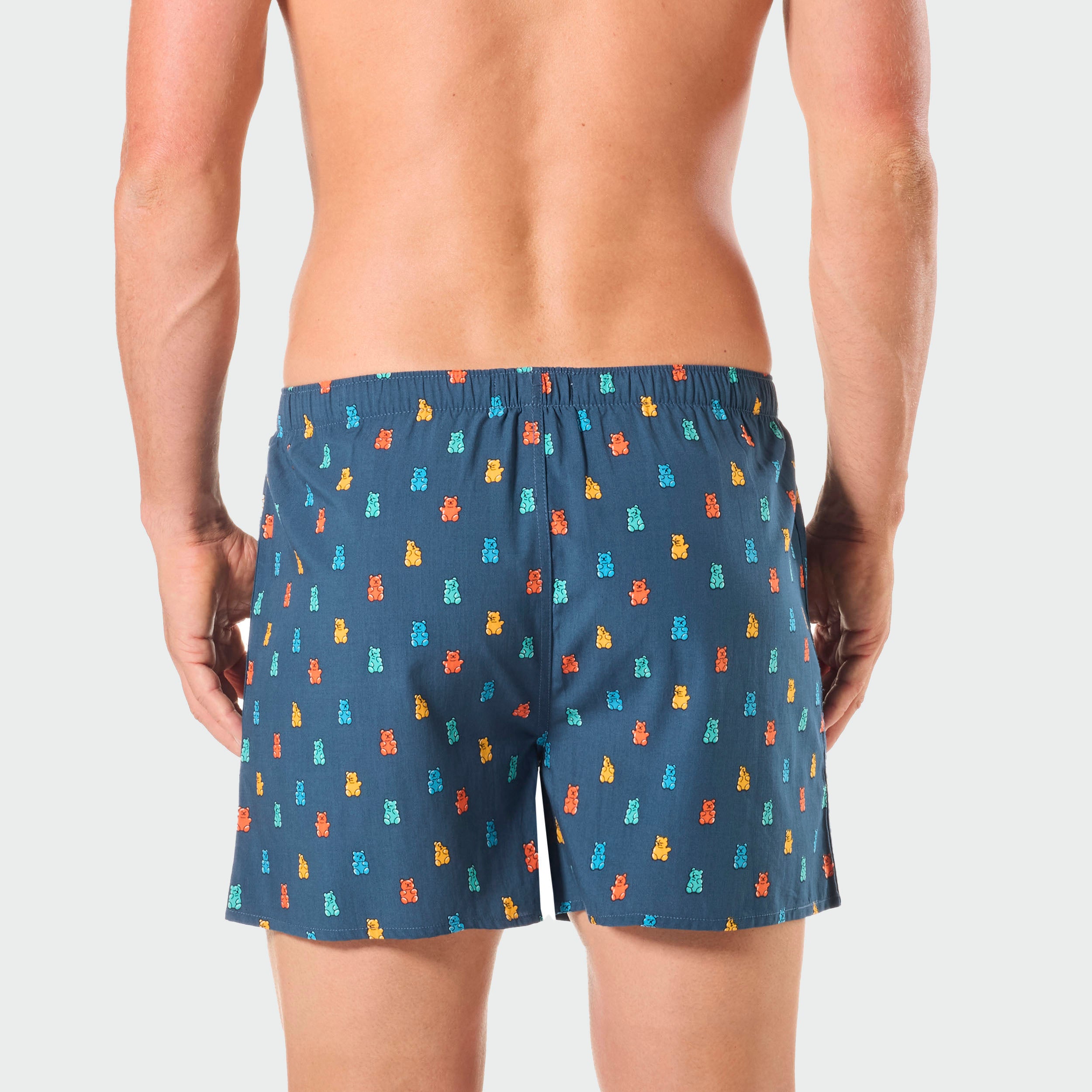 Men's Candy Bear Cotton Boxer Shorts - Soft Breathable Underwear for Comfort & Style - Blue - Perfect for Sleep, Lounge & Everyday Wear