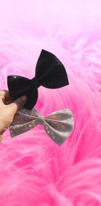 Luxury Satin Scrunchies & Big Bow Hair Clips for Girls - Unisex Hair Accessories with Grosgrain Ribbon, Alligator Clips & Unicorn Design (Pack of 2) - Perfect for School, Parties, Weddings & Everyday Styling