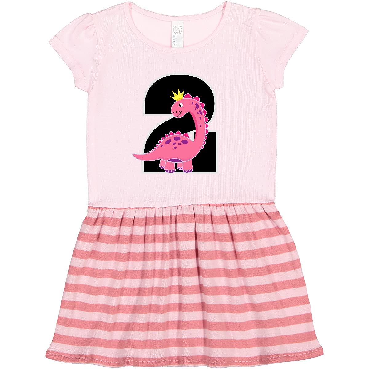 Inktastic 2nd Birthday Dinosaur Girl Party Toddler Dress - Cute Dino Themed Outfit for Birthday Celebrations, Playdates & Photo Shoots