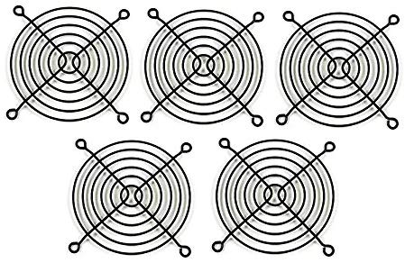 120mm Computer Case Cooling Fan Grill - Black Steel Finger Guard for PC Case, 5 Pack | Dust Protection & Safety for Gaming PC, Workstation, Server Builds