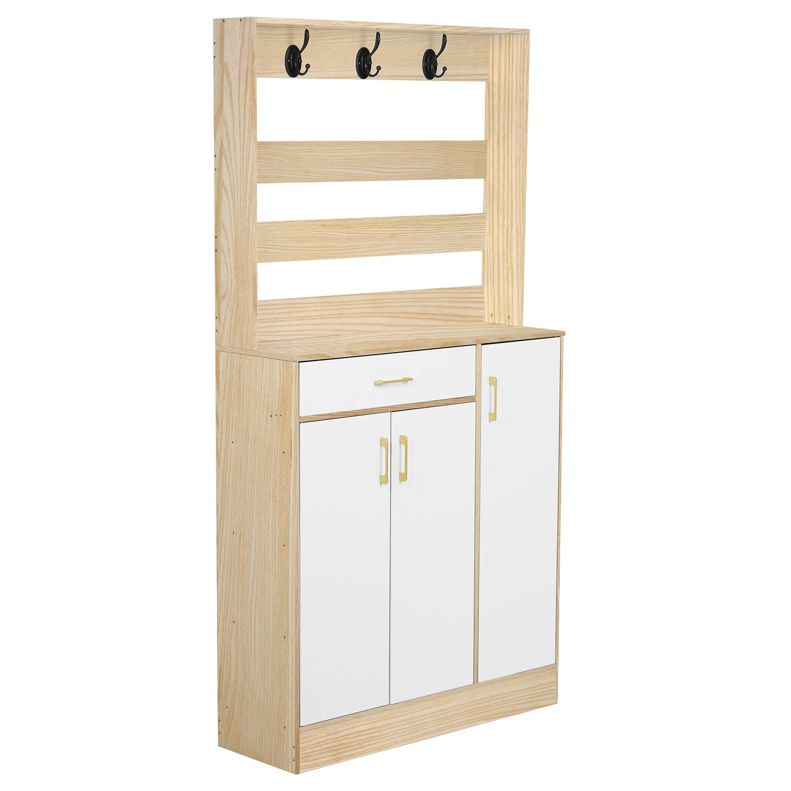 Pimea Entryway Storage Cabinet - Modern Coat Rack & Shoe Organizer with Integrated Shelves for Hallway, Living Room, and Bedroom Organization