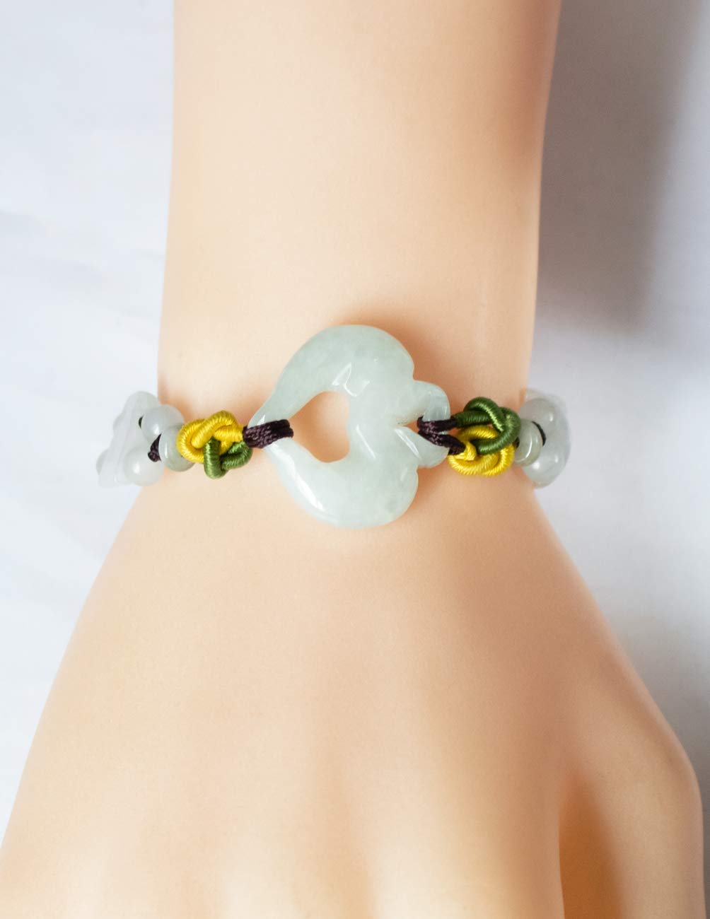 Genuine Certified Grade A Jadeite Dahlia Hand Carved Beaded Cord Bracelet - Elegant Gift for Women, Perfect for Weddings & Special Occasions