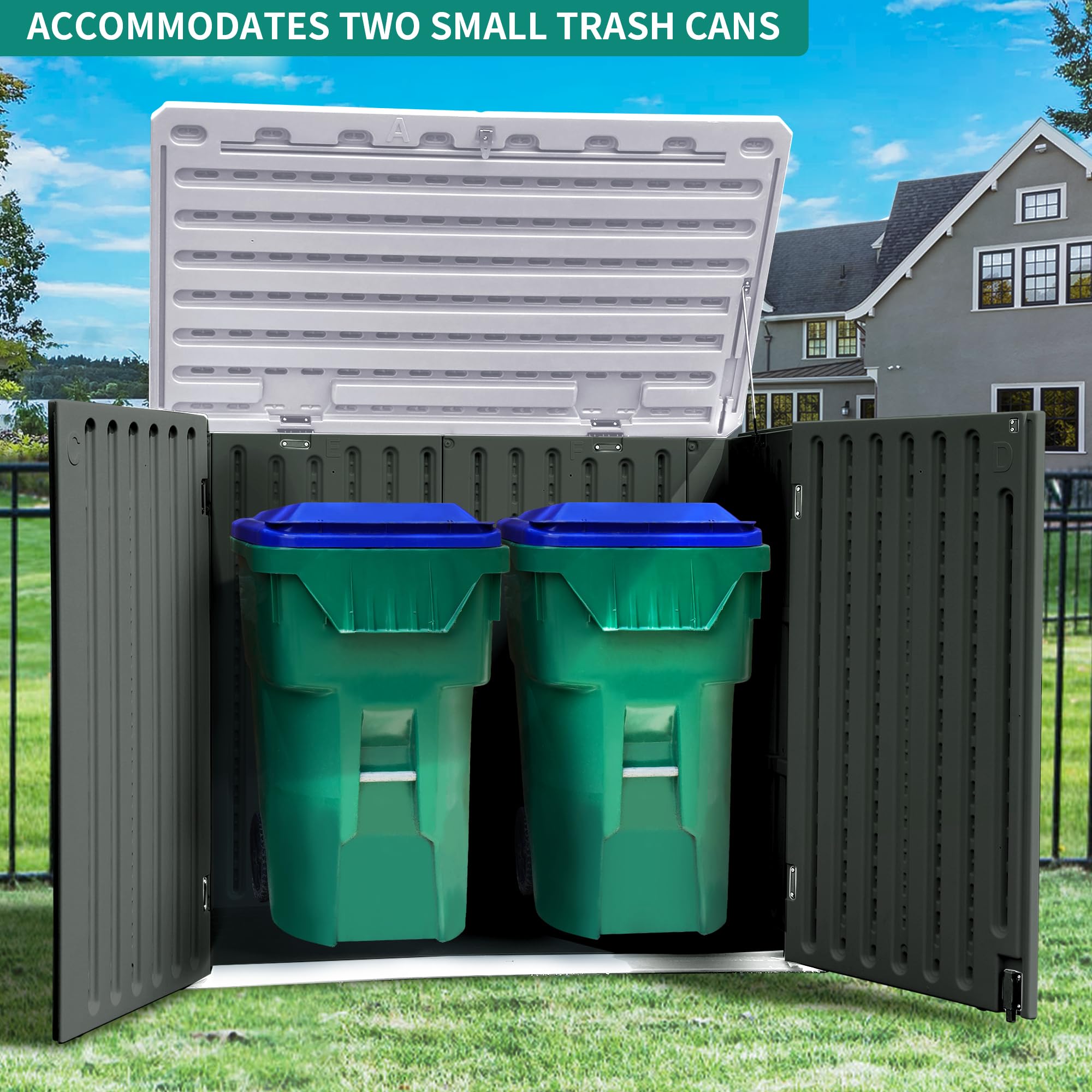 YITAHOME 4.5x4ft Extra Large Outdoor Storage Shed - Waterproof Resin Tool Shed for Garden Tools, Lawn Mowers & Trash Cans - Easy Assembly, Lockable Dark Gray Horizontal Shed - Perfect for Backyard, Garage & Patio Organization