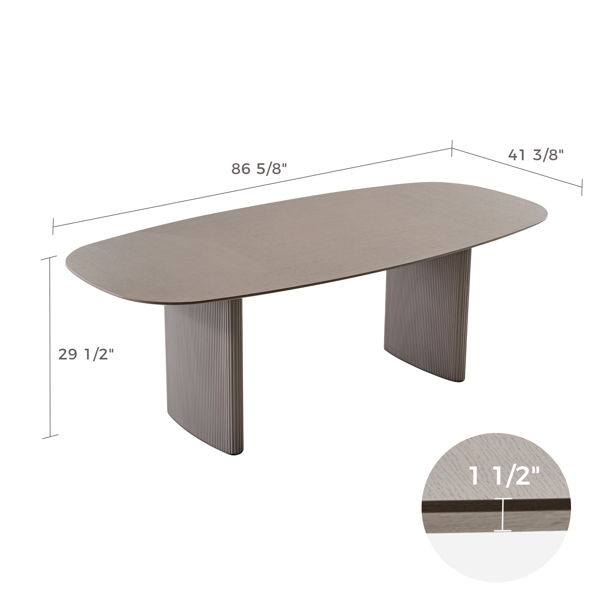 Stella 86.06 Oval Dining Table - 6-Seater Modern Gray Kitchen Table for Dining Room, Perfect for Family Gatherings & Dinner Parties