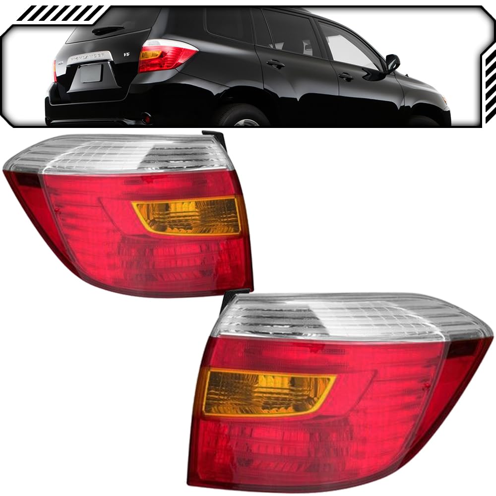 EPIC LIGHTING Halogen Replacement LED Tail Lights for 2008-2010 Toyota Highlander Base & Limited Models - Compatible with Part Numbers TO2800173, TO2801173, 8156148160, 8155148160 - Perfect for Night Driving & Enhanced Vehicle Safety (Pair)