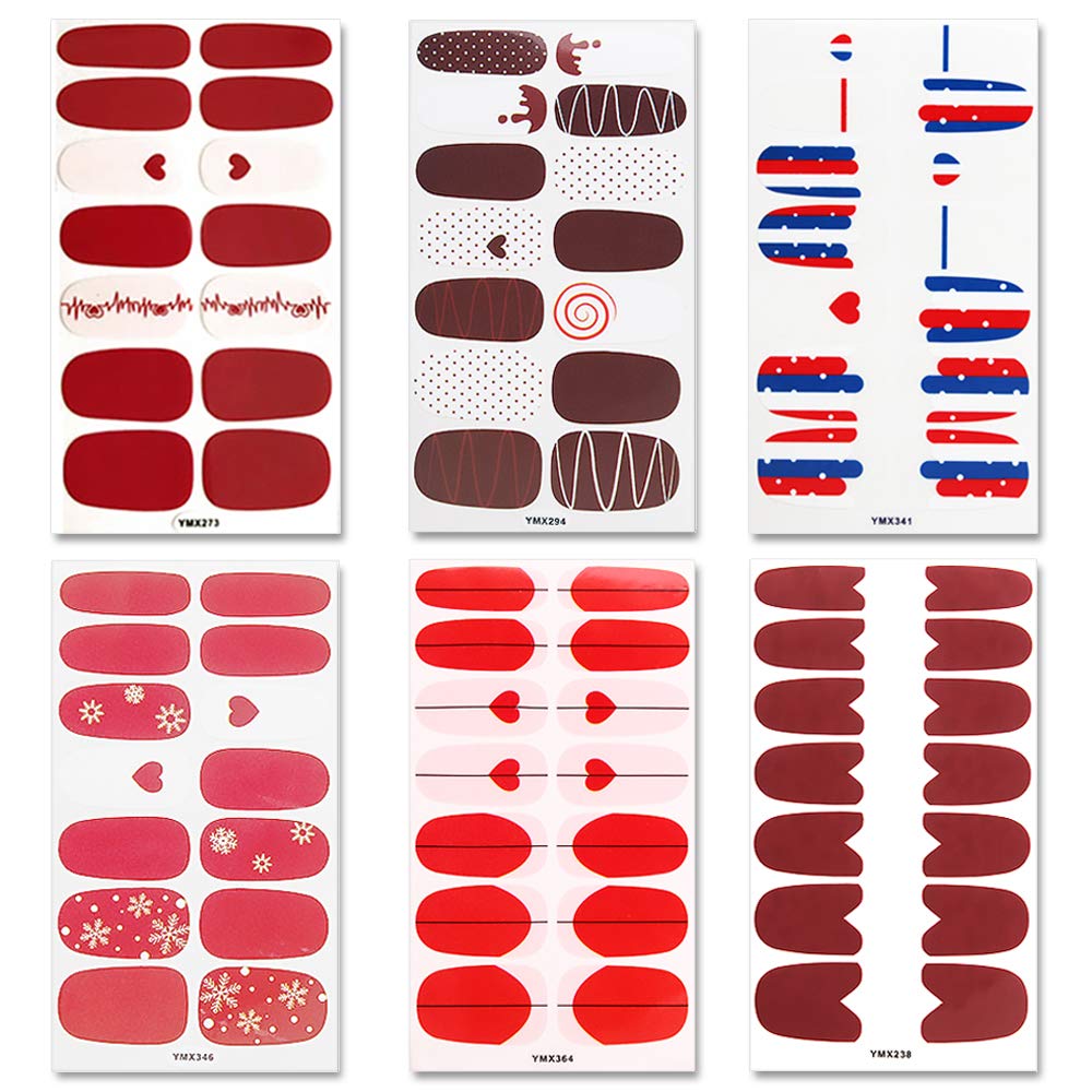 14 Sheets Valentine's Day Nail Polish Strips - Full Nail Wraps & Adhesive Stickers for Women with Nail File | Easy DIY Manicure for Parties, Weddings & Special Occasions