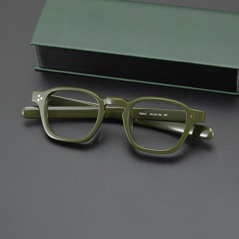 Unisex Black Acetate Square Full Rim Eyeglasses 8012 - Stylish & Durable for Work, Reading & Everyday Wear
