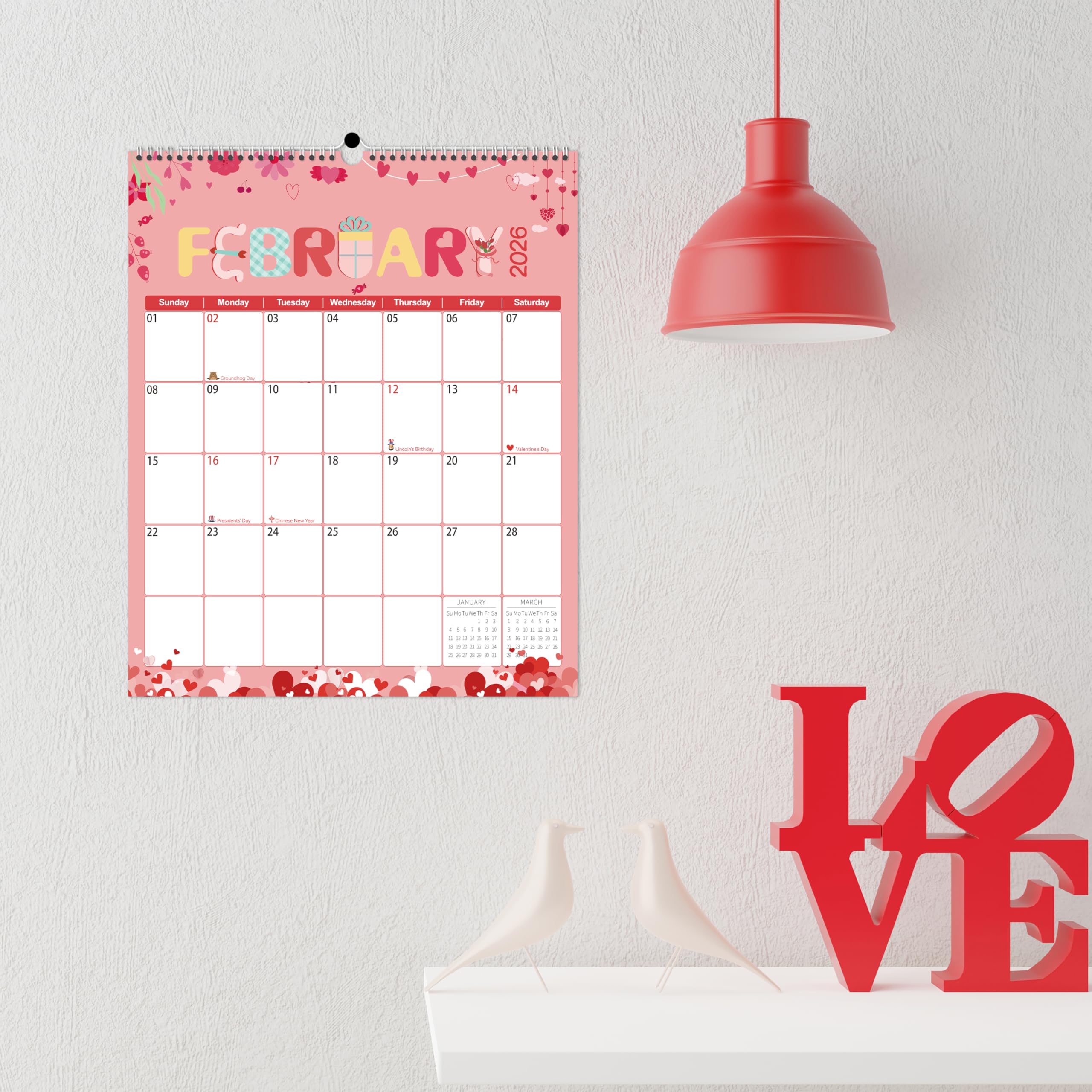 GuassLee 2025-2026 Wall Calendar | 19-Month Vertical Hanging Planner (June 2025 - December 2026) | 14