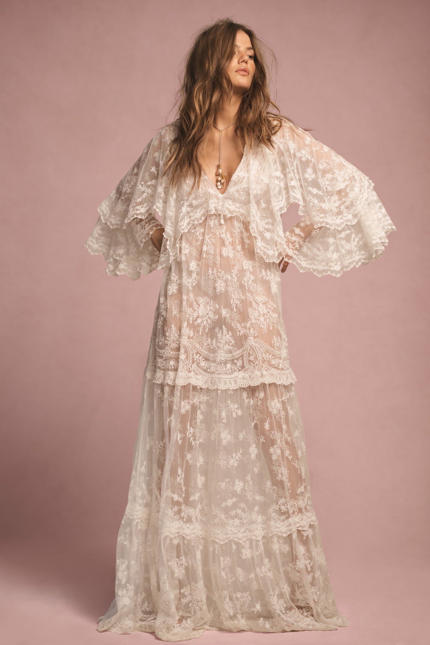 Roylan Lace Mesh Maxi Dress - Elegant Long Sleeve Floral Embroidery Evening Gown for Women | Perfect for Weddings, Parties & Special Occasions