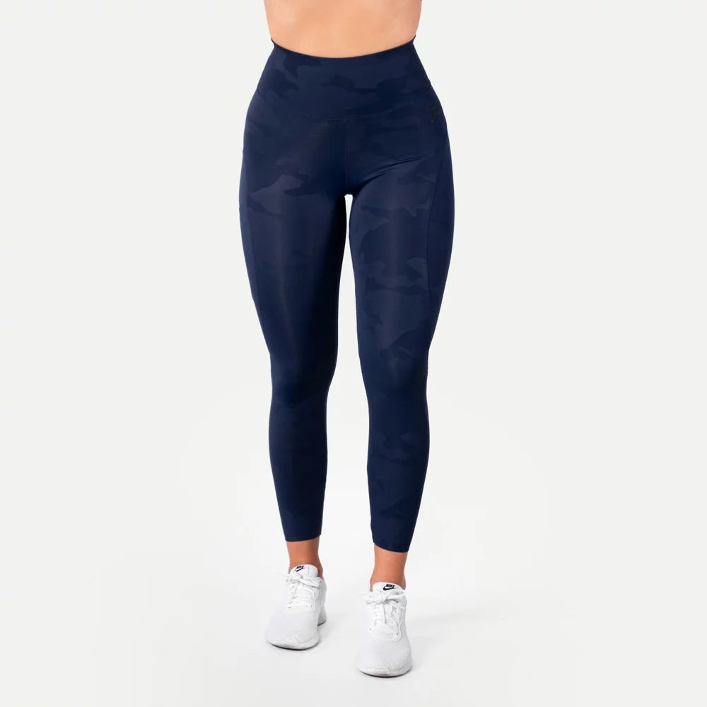 Better Bodies High Waist Leggings for Women - Dark Navy Camo Print Yoga Pants, Tummy Control Workout Leggings - Perfect for Yoga, Gym, Running & Everyday Wear