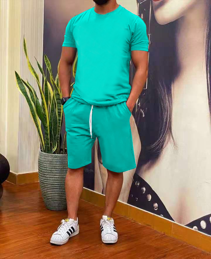 Men's Summer Casual 2-Piece Outfit Set - Lightweight Breathable Short Sleeve Shirt & Shorts for Beach, Vacation, and Outdoor Activities