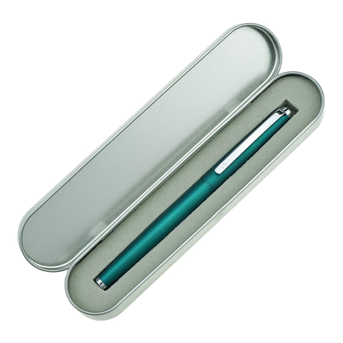 HongDian 525 Green Metal Fountain Pen with Bent Nib - 0.6mm Calligraphy Fude Pen Set Includes Converter & Premium Metal Box | Perfect for Letter Writing, Journaling & Artistic Calligraphy