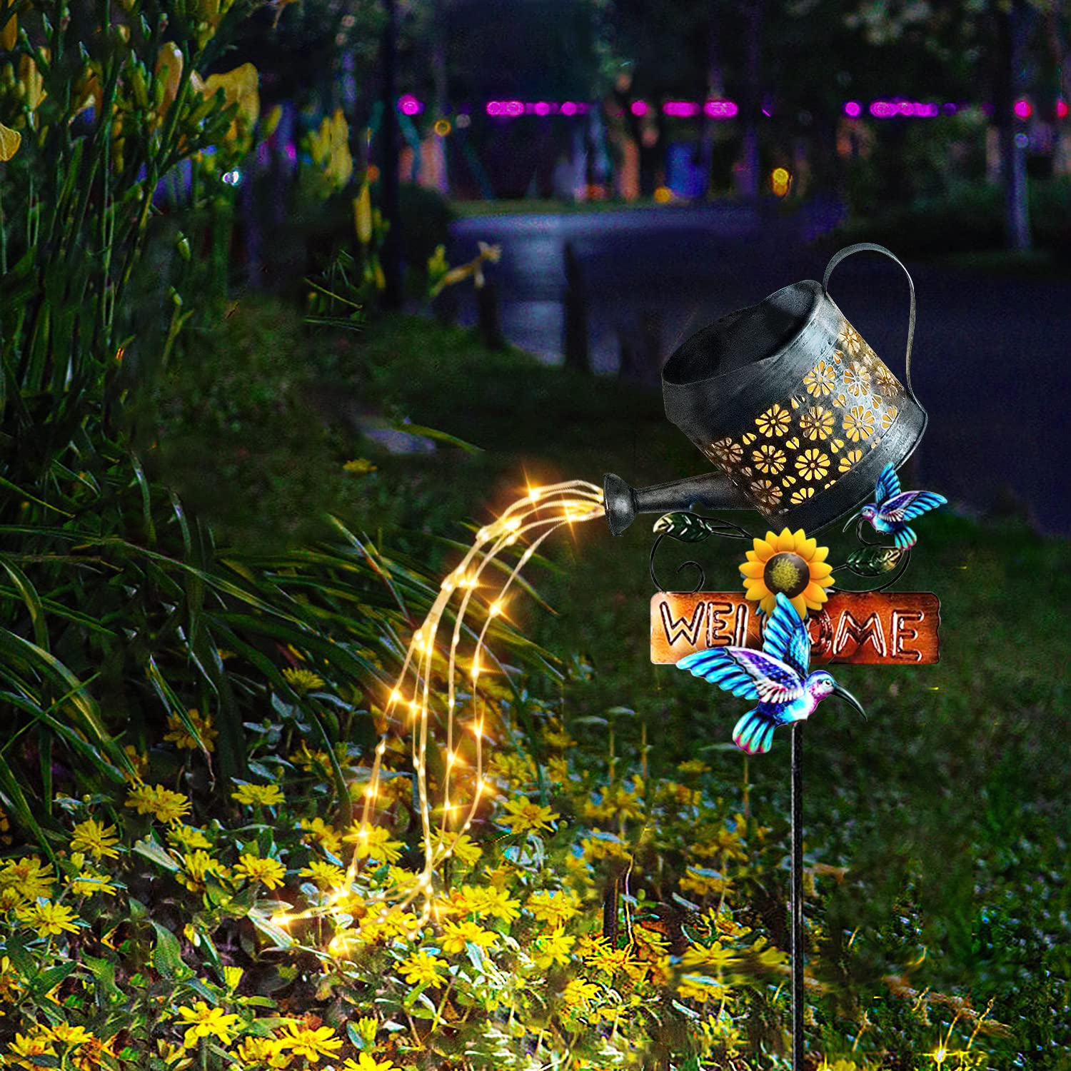Solar Watering Can Lights Outdoor Decor - 1 Pack Waterproof Solar Lantern for Garden, Patio, Yard, Balcony & Walkway | Romantic Ambiance Lighting for Parties, Weddings & Evening Gatherings