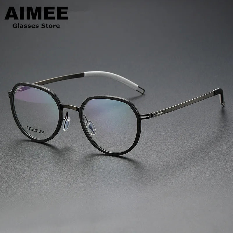 Aimee Unisex Full Rim Flat Top Oval Titanium Acetate Eyeglasses 60219 - Lightweight Durable Frame for Men & Women - Perfect for Reading, Work, and Everyday Use