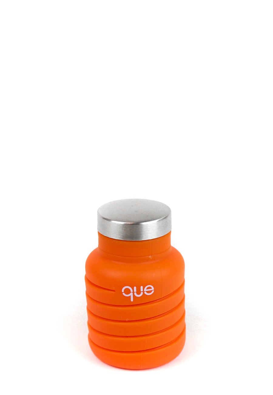 Que Bottle - Collapsible 12oz Reusable Water Bottle for Travel, Hiking & Gym | BPA-Free, Leak-Proof & Portable | Sunbeam Orange