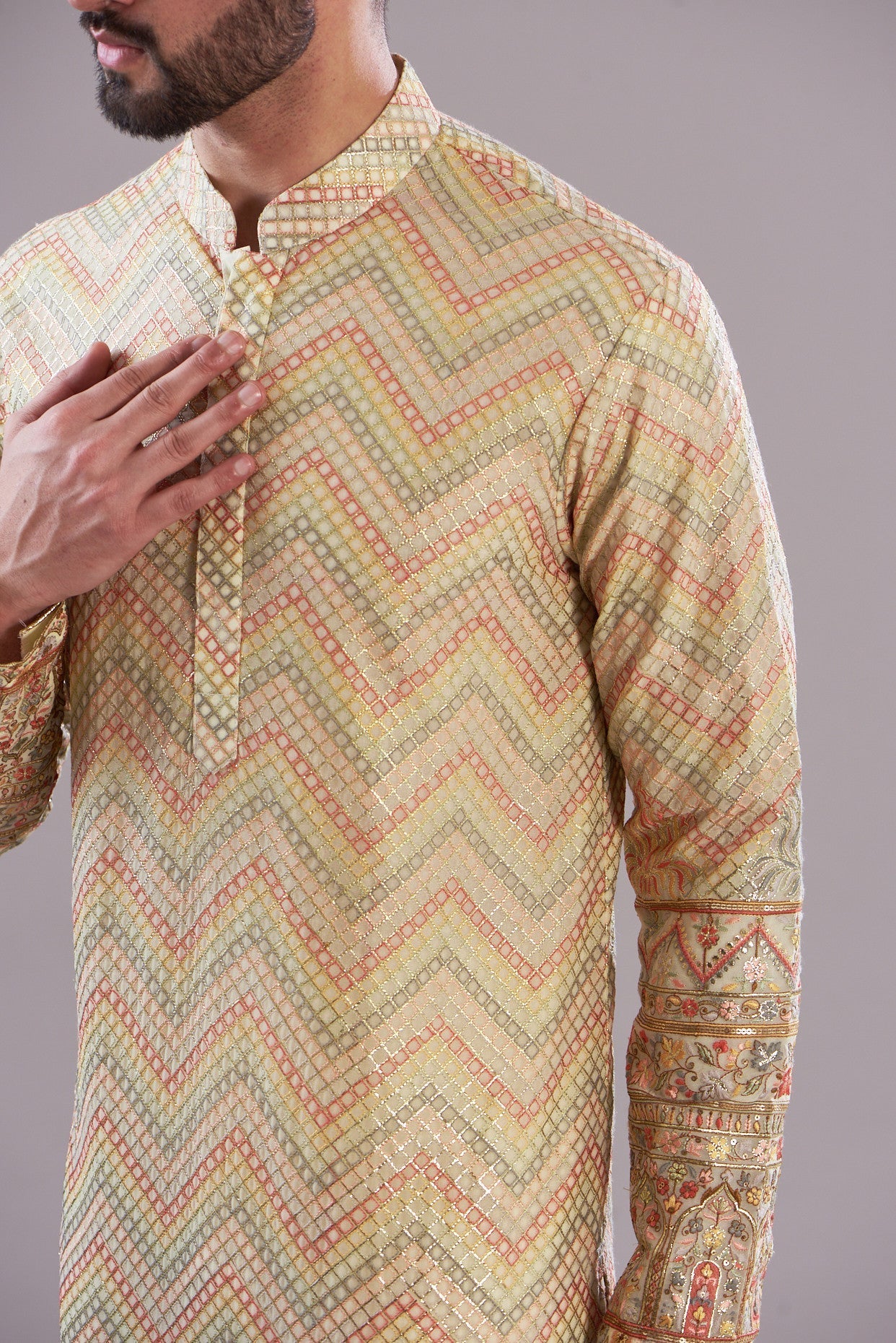 Elegant Pink Beige Royal Embroidered Kurta for Women - Perfect for Festivals, Weddings & Special Occasions