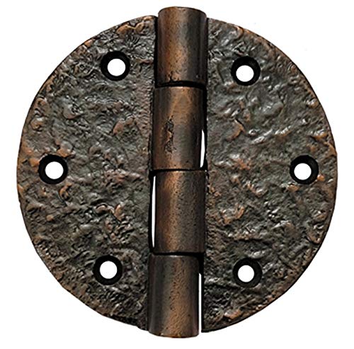 Antique Iron Round Cabinet Hinges - Oil Rubbed Bronze Finish (20 Pack) - Perfect for Vintage Trunks, Wooden Chests & Rustic Furniture Restoration