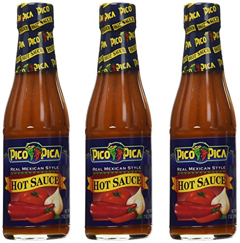 Authentic Pico Pica Mexican Hot Sauce - 7 Oz Bottle (Pack of 3) | Spicy Flavor for Tacos, Burritos, Nachos & Mexican Dishes | Gluten-Free & Vegan Friendly