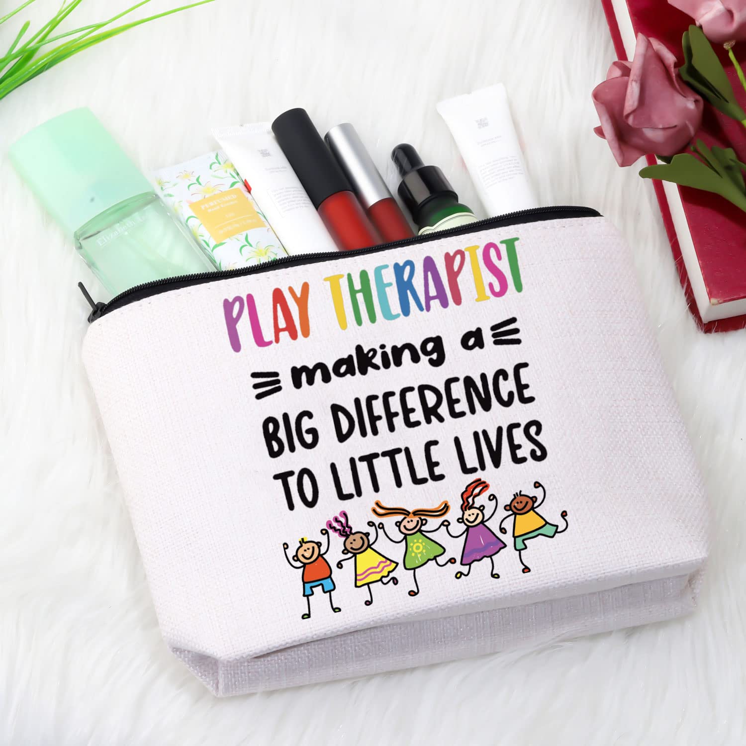 JTOUK Play Therapy Makeup Bag - Perfect Therapist Gift for Play Therapists Making a Difference | Durable Cosmetic Organizer for Counseling Sessions & Professional Use