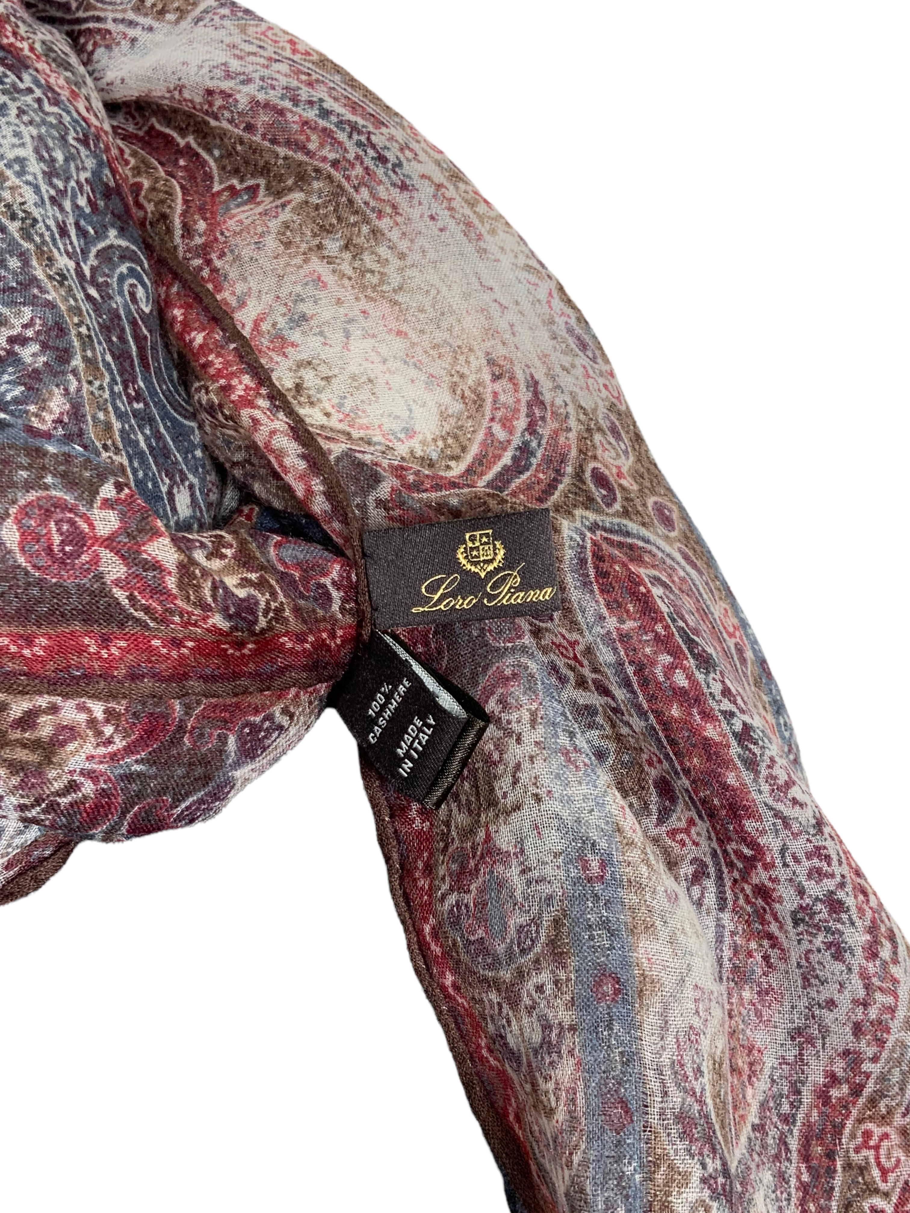 Luxury Loro Piana Cashmere Scarf - Soft Paisley Print Fringe Trim Shawl for Women & Men | Perfect for Winter, Travel & Elegant Outfits