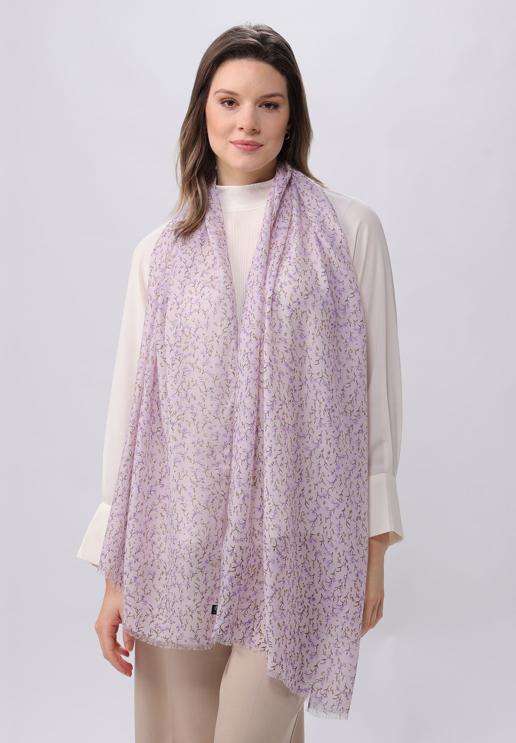 Stylish Mille Fleur Polyester Print Scarf - Lightweight Fashion Accessory for Women, Perfect for Spring Outfits, Office Wear & Travel Essentials