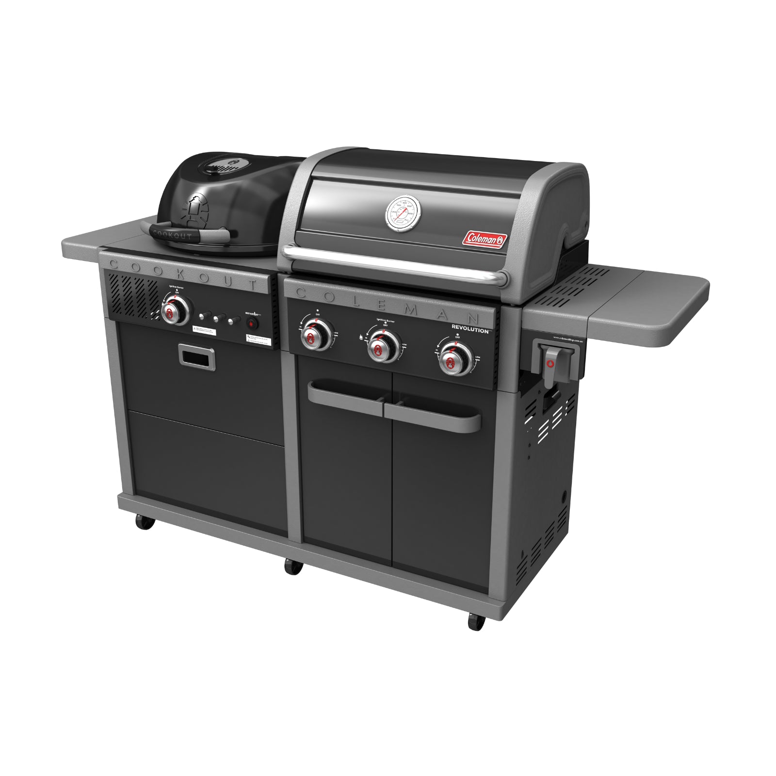 Coleman Revolution Dual Fuel Gas & Charcoal BBQ Grill - Black Gloss Finish - Portable Outdoor Camping & Backyard Grilling REVDFBGL